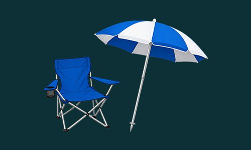 chair and umbrella